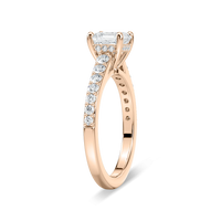 Asscher Shared Prong Engagement Ring with Hidden Halo