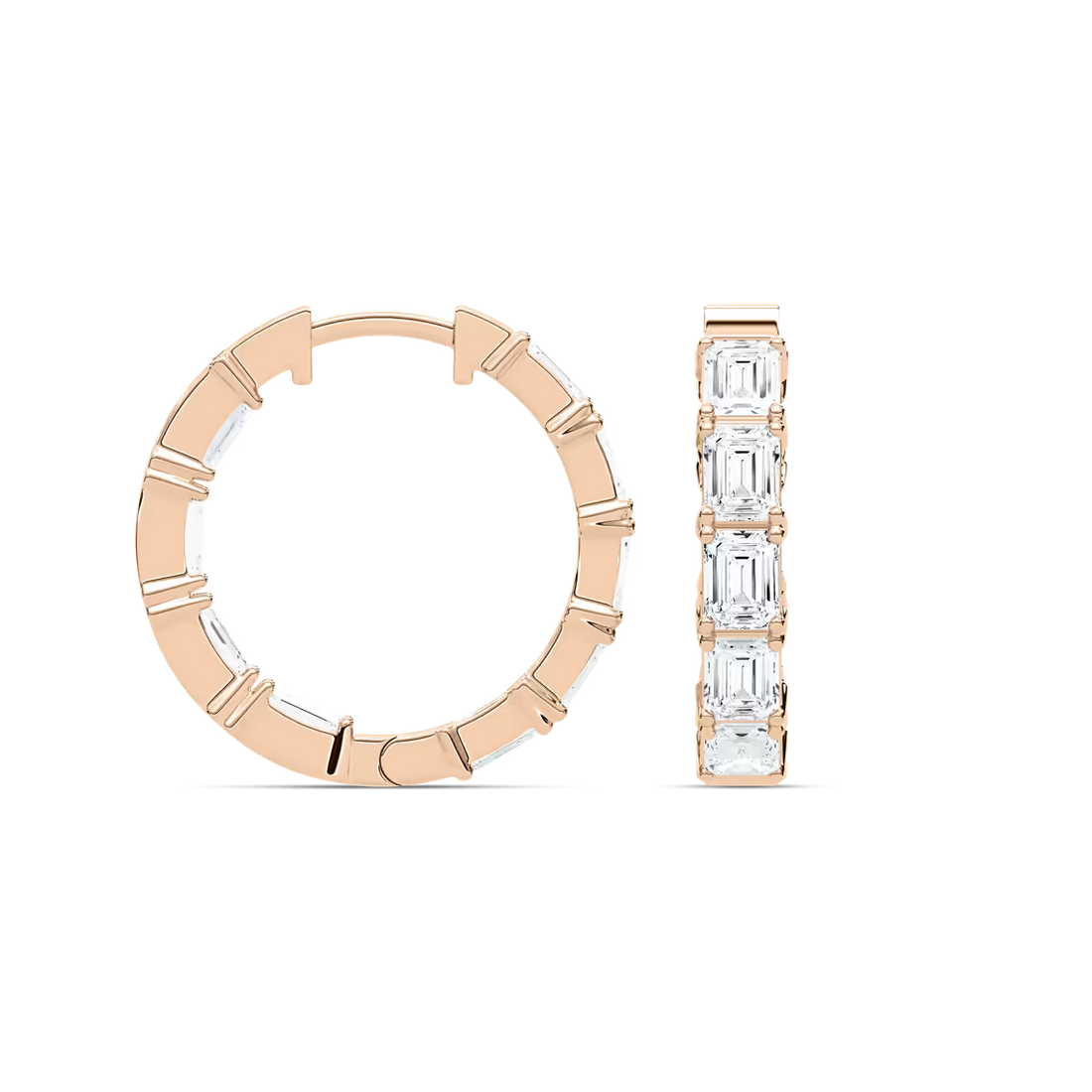 Emerald Cut Lab Grown Diamond Hoop Earrings