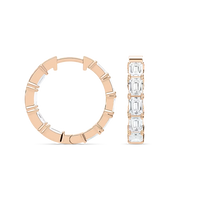 Emerald Cut Lab Grown Diamond Hoop Earrings