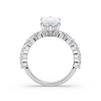 Marquise Cut Shared Prong Engagement Ring with Hidden Halo