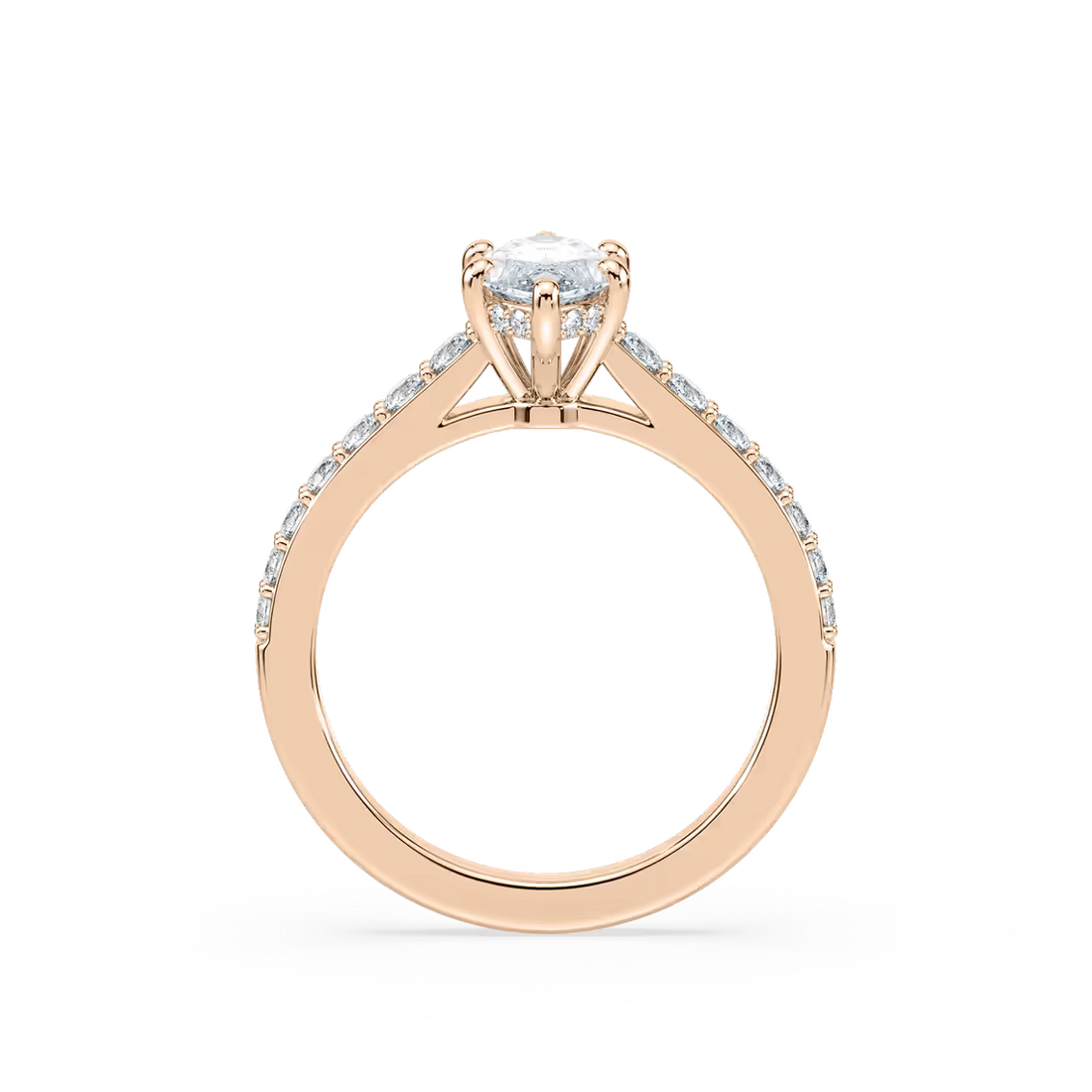 Marquise Shared Prong Engagement Ring with Hidden Halo