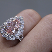 Pear Shape Fancy Intense Orangey Pink Diamond Engagement Ring